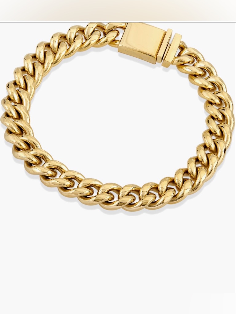 18kt Gold Plated Curb Chain Bracelet - Men's